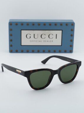 Gucci GG1116S 002 Unisex Square Sunglasses - Havana / Green